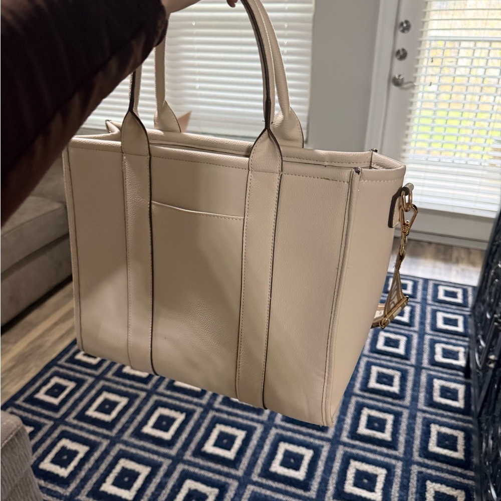 U.S. Polo Assn. Cream Structured Tote with Branded Strap - Picture 4 of 5